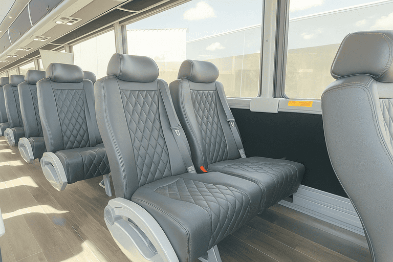 interior of Durham Shuttle Bus Rentals charter bus